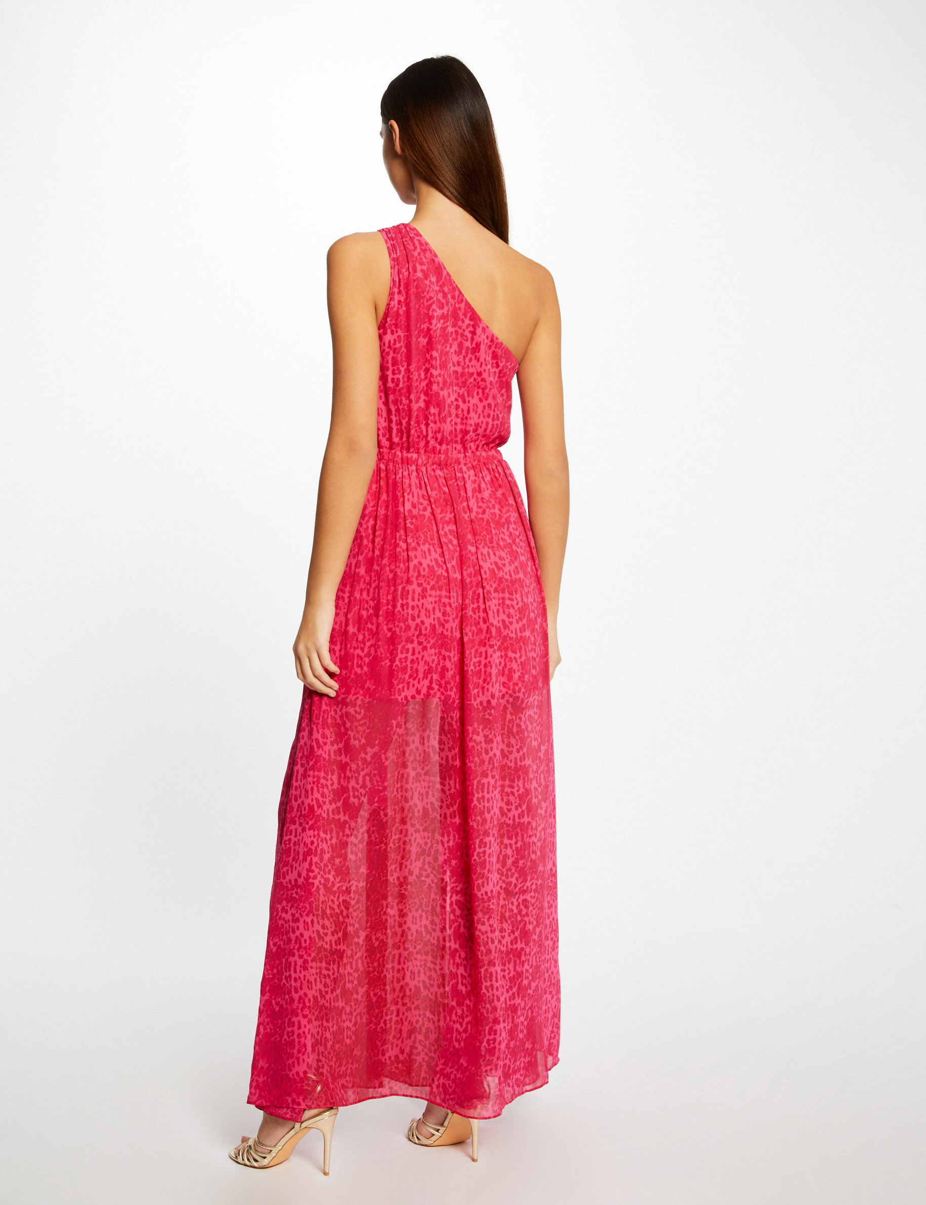 Vestido largo acampanado estampado rosa 231-Ramir