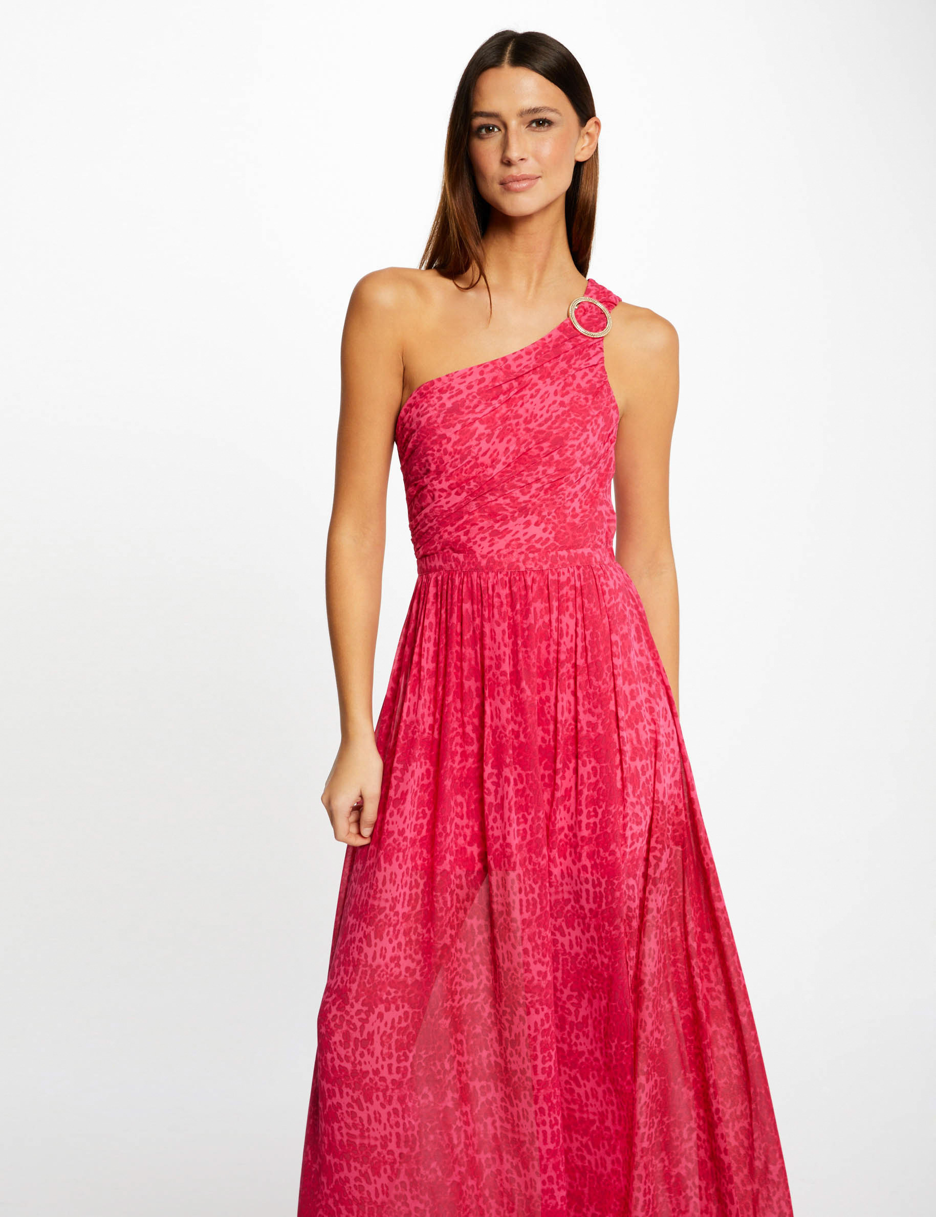 Vestido largo acampanado estampado rosa 231-Ramir
