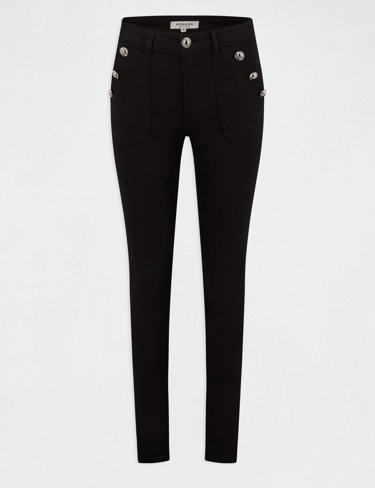 Pantalón skinny botones con bolsillos negro 232-Pblup1