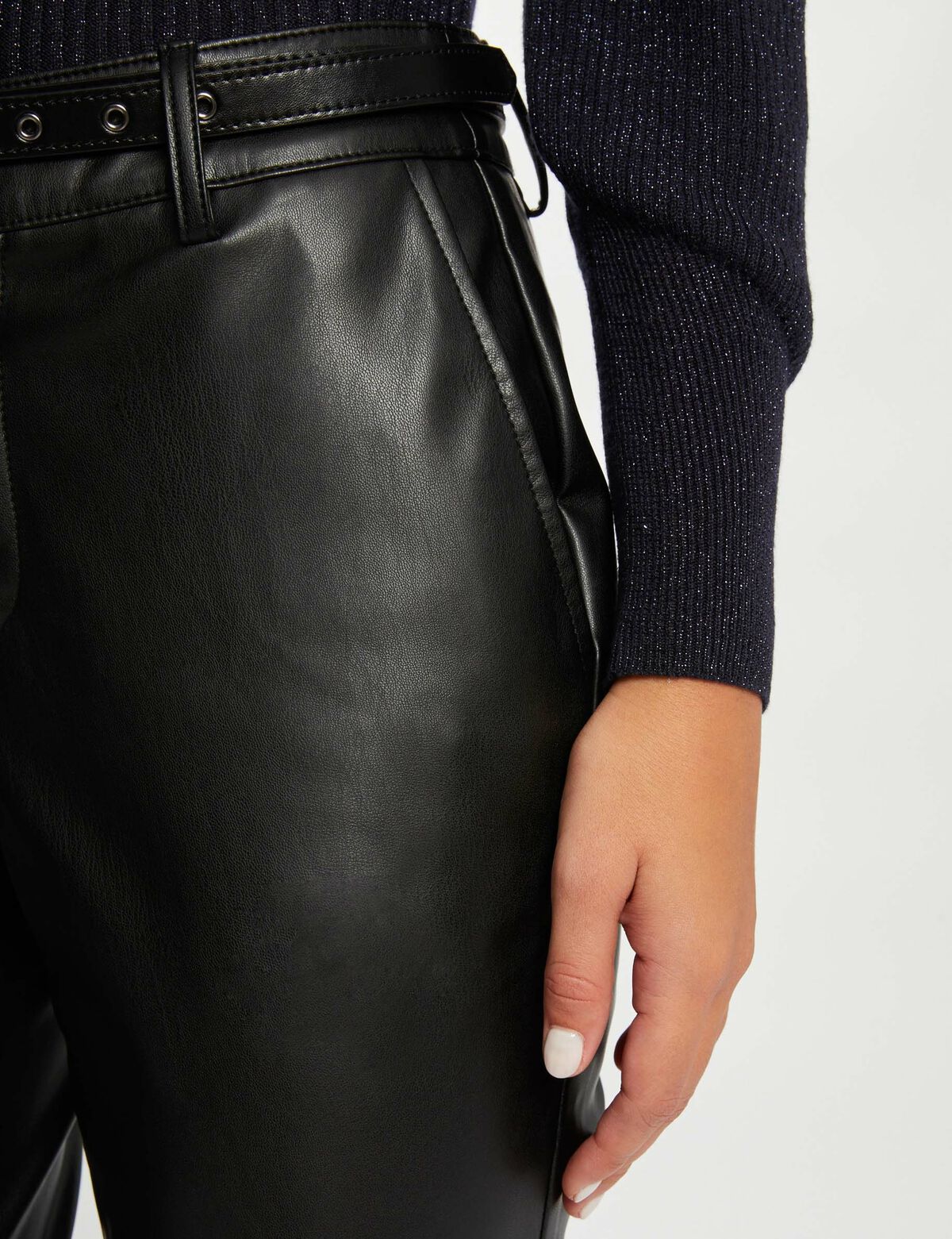 Pantalón ajustado cuero sintético negro mujer 232-Pgordon