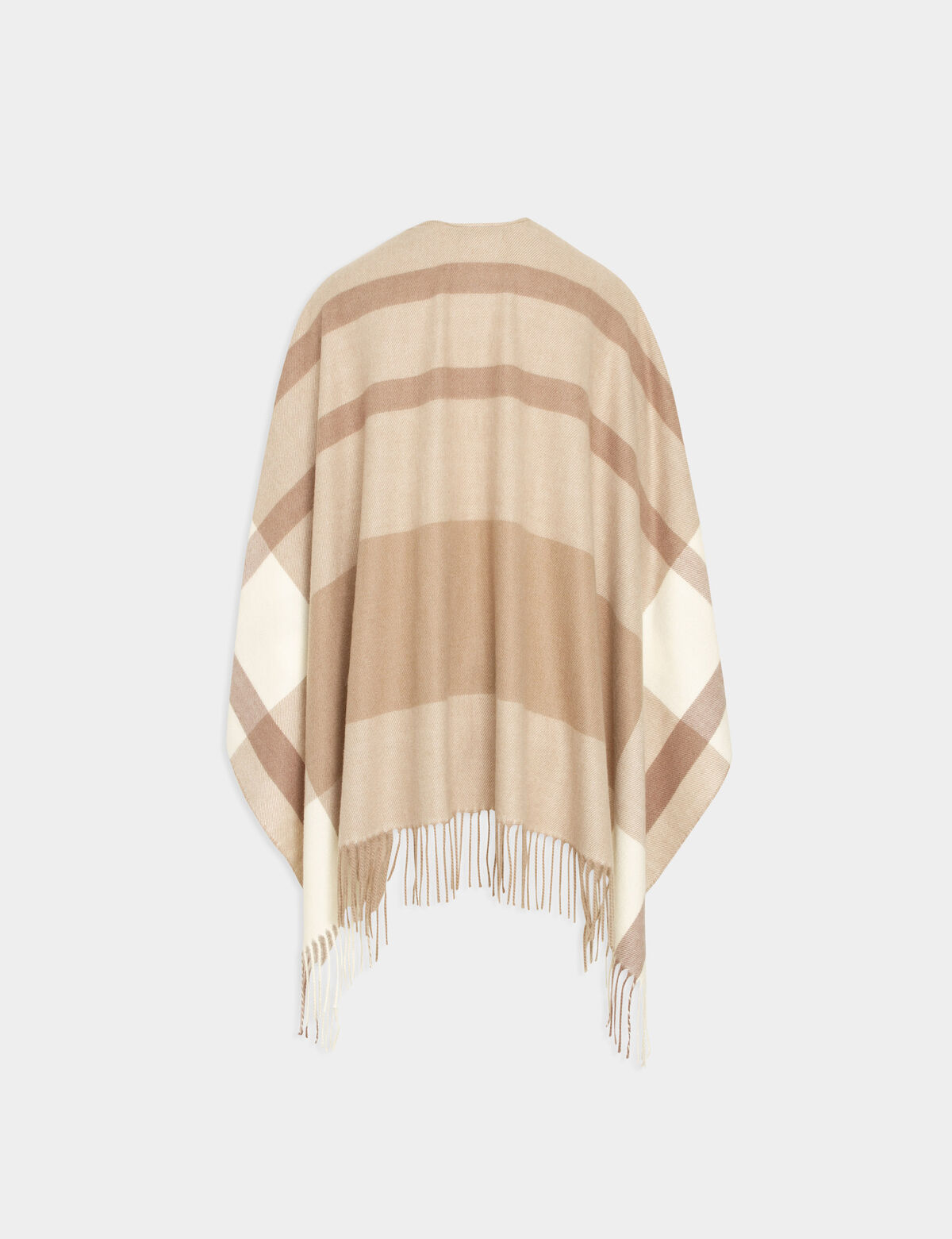 Poncho con rayas beige mujer 232-5Pclana