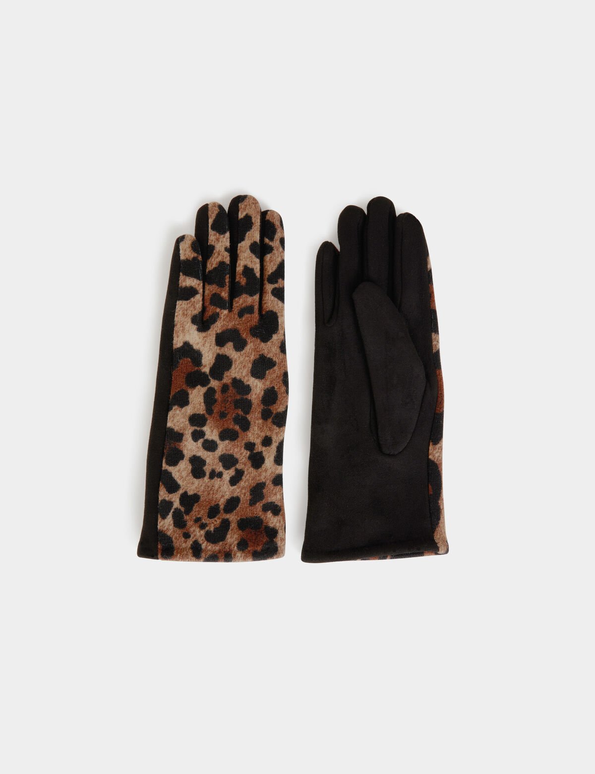 Guantes estampado de leopardo negro 231-5Ganto