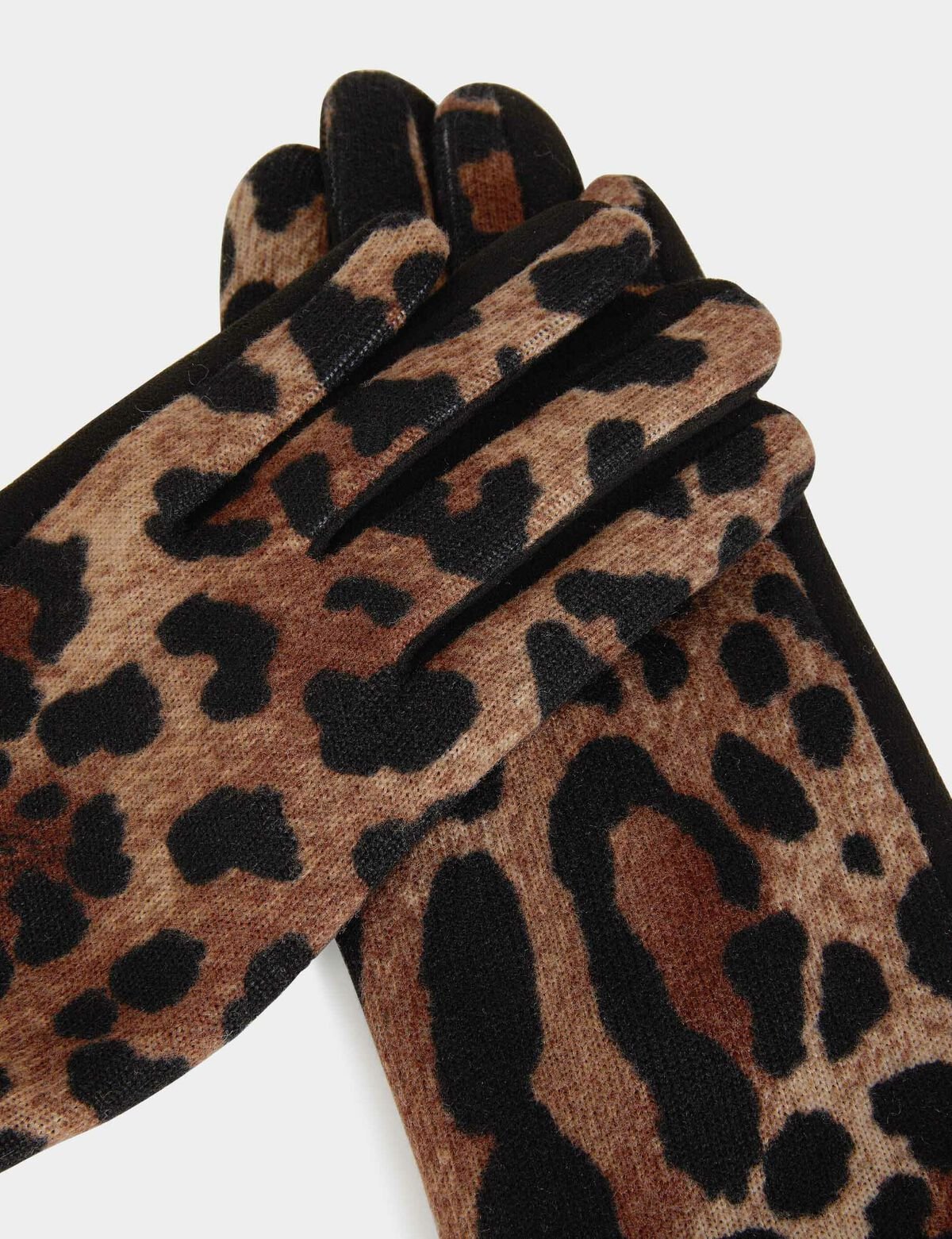 Guantes estampado de leopardo negro 231-5Ganto