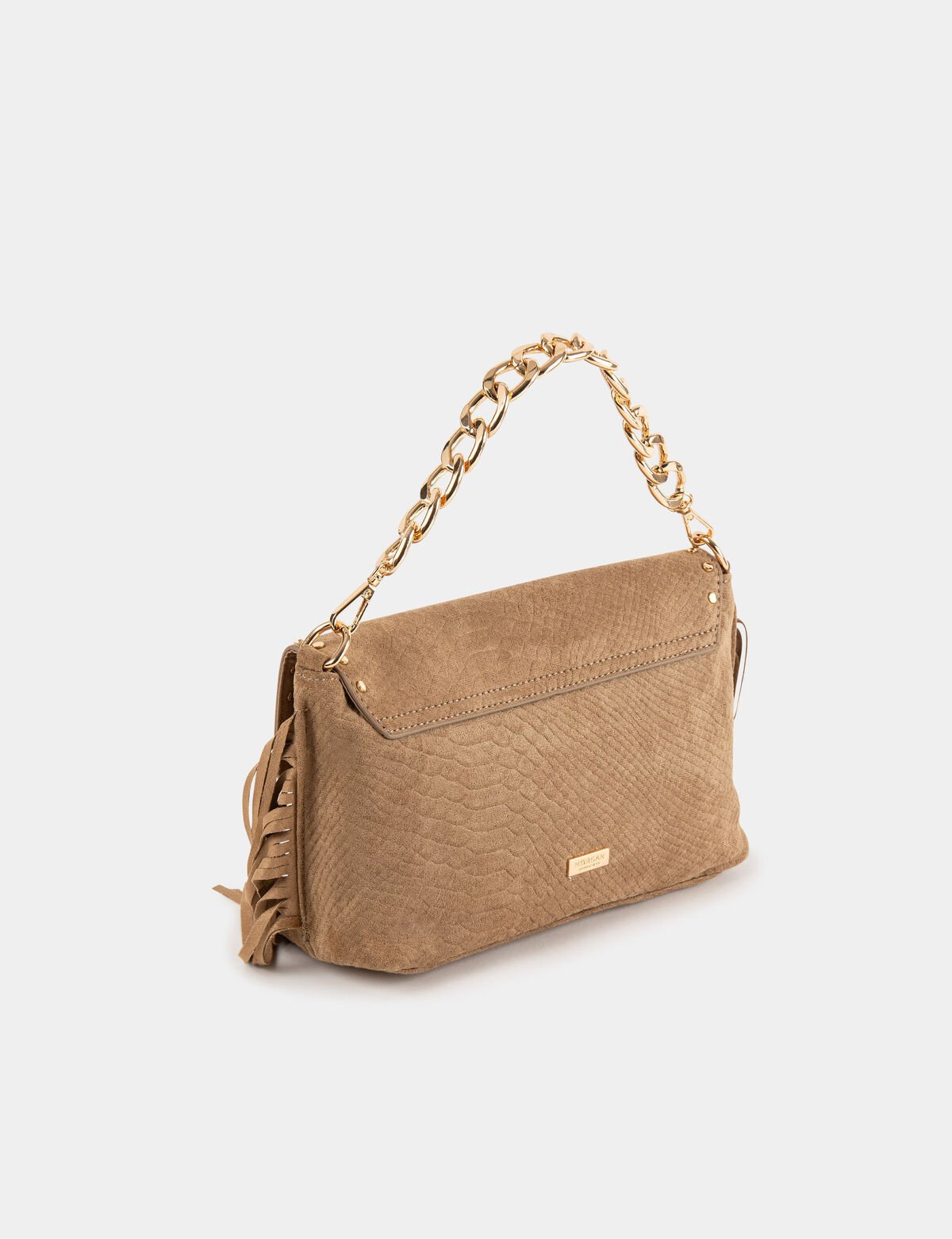 Bolso cocodrilo con flecos y tachuelas beige 241-2Poca