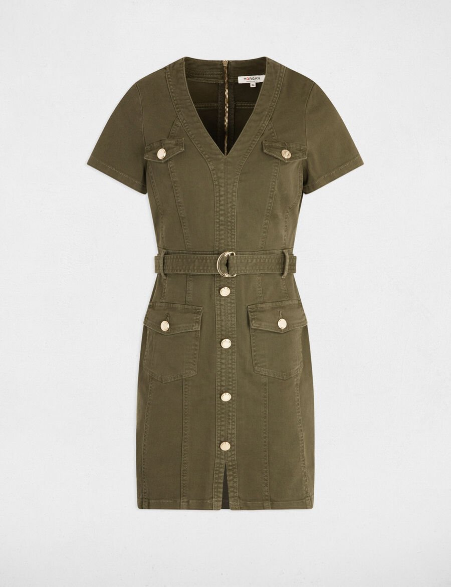 Vestido corto ajustado vaquero verde caqui 242-Rilly