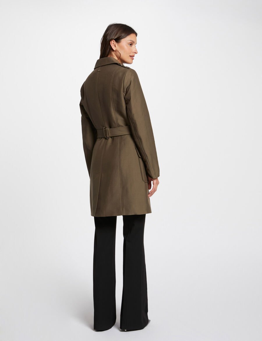 Gabardina larga con cinturón verde caqui 242-Ginai