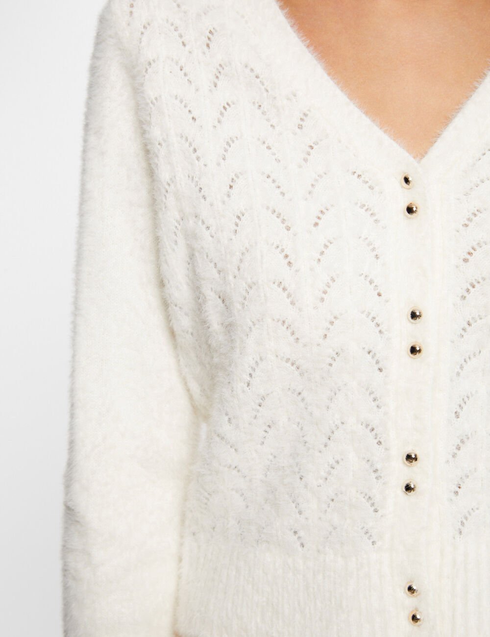 Cardigan manga larga detalles calados marfil 241-Mlilo