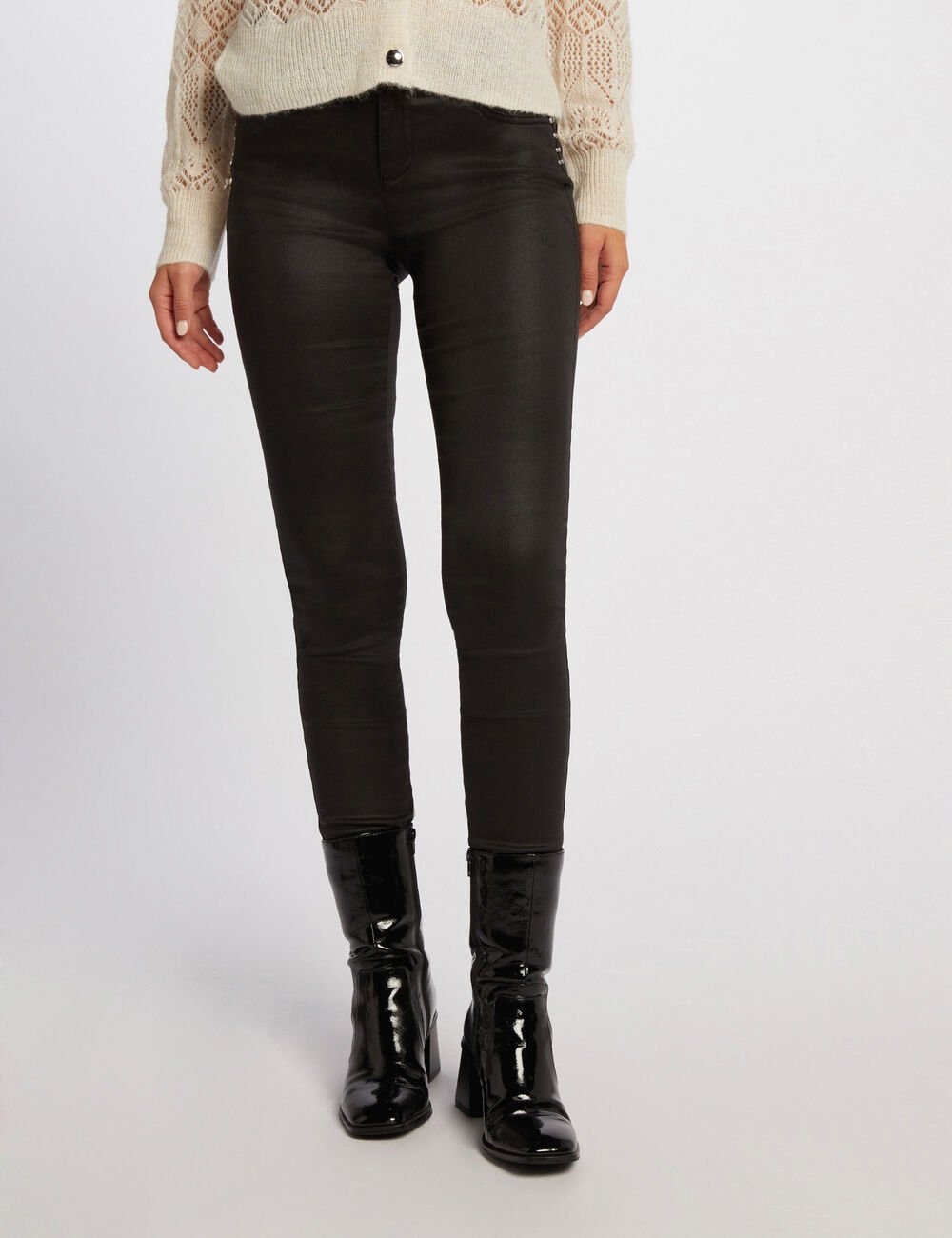 Pantalón skinny efecto mojado negro 242-Pfrashi