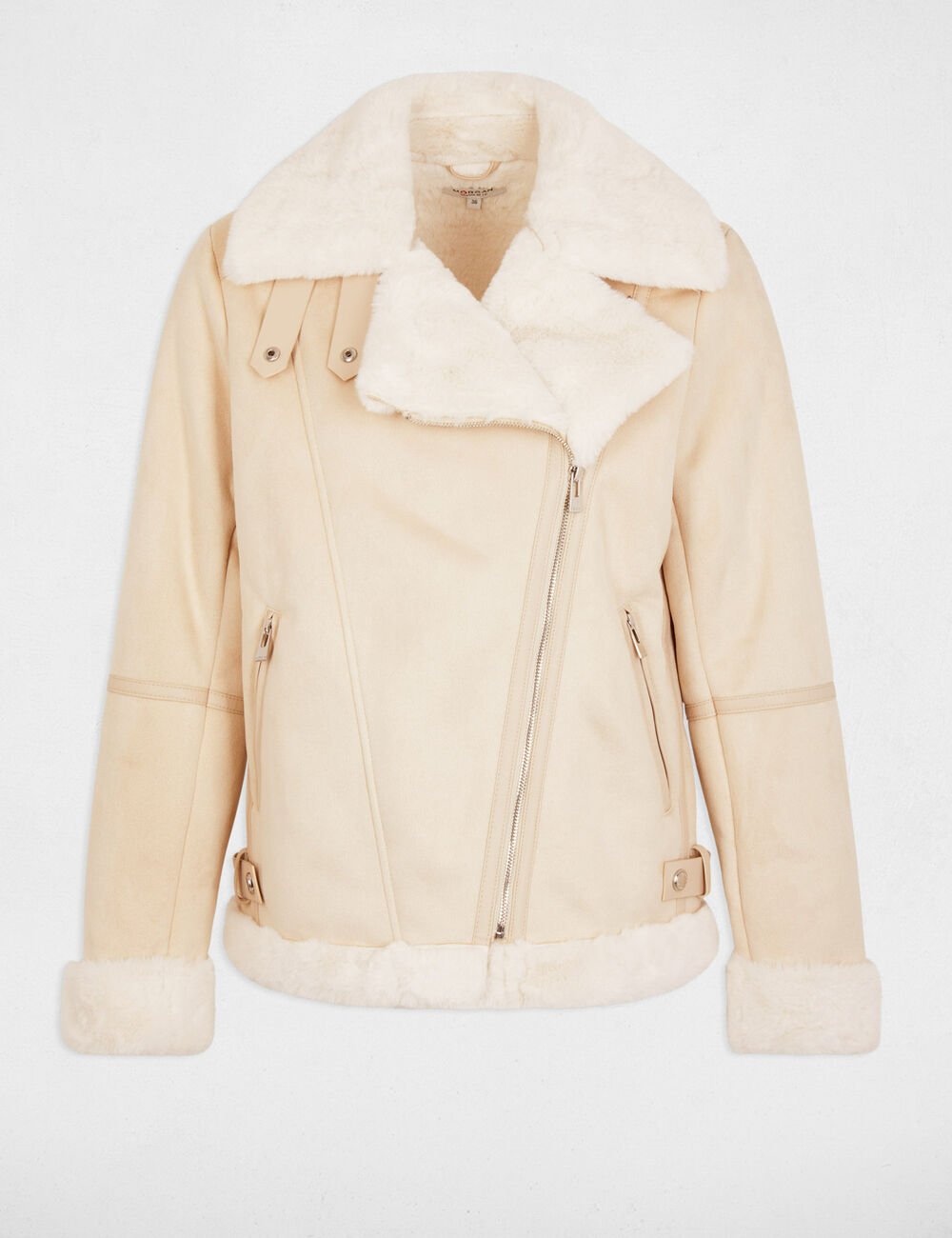 Chaqueta de antelina marfil 242-Gsapa