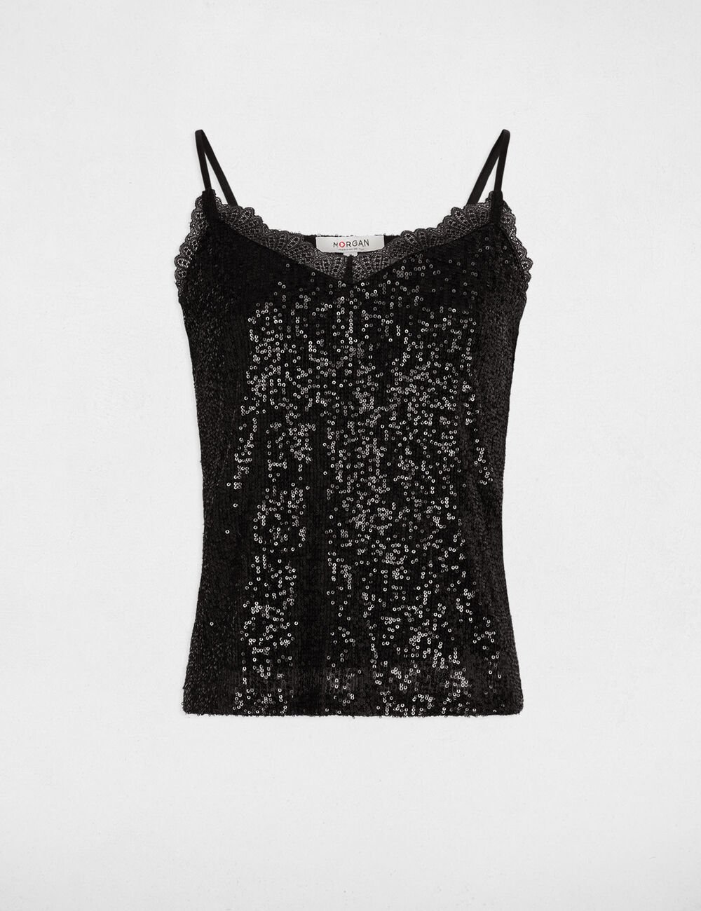 Top con tirantes finos negro 242-Baia