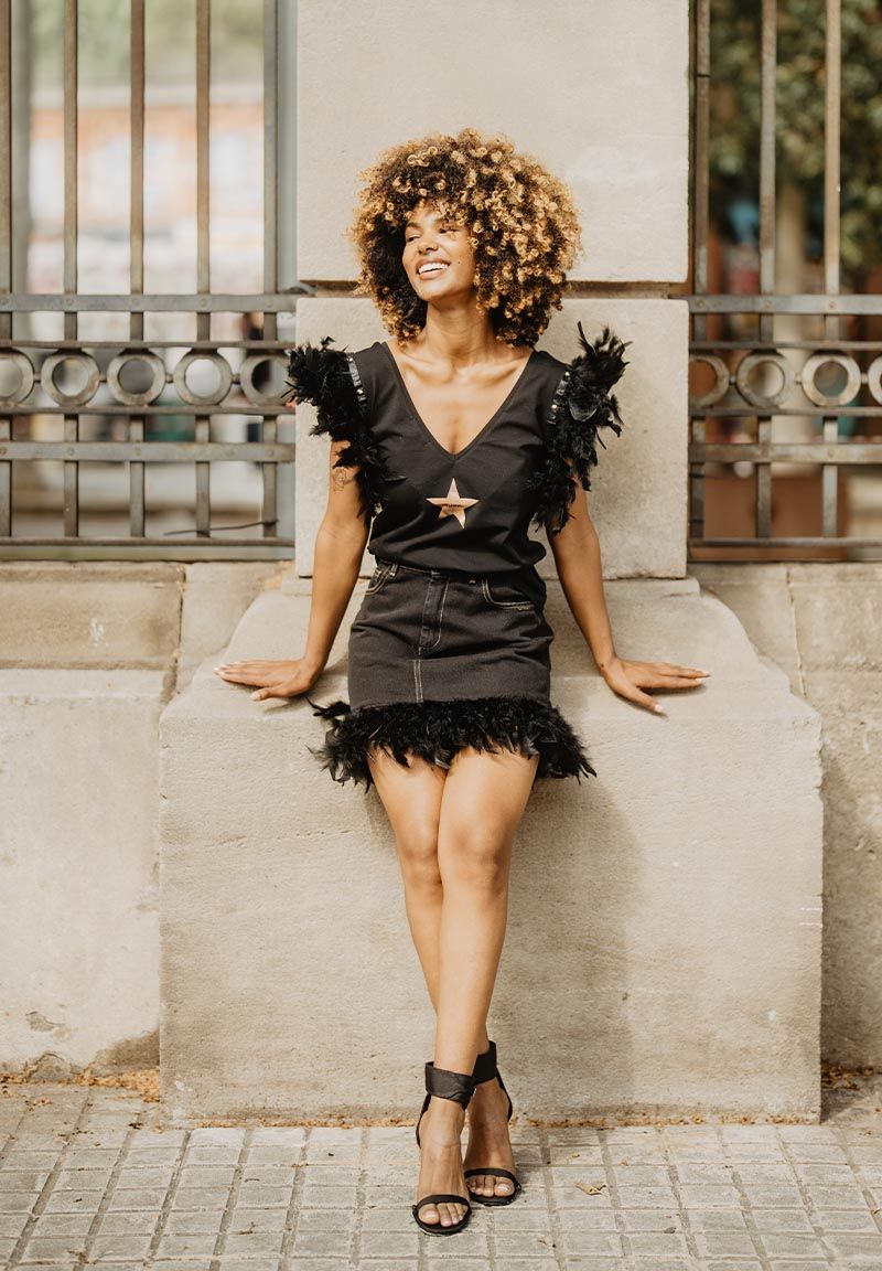 Camiseta estrella plumas C19-763