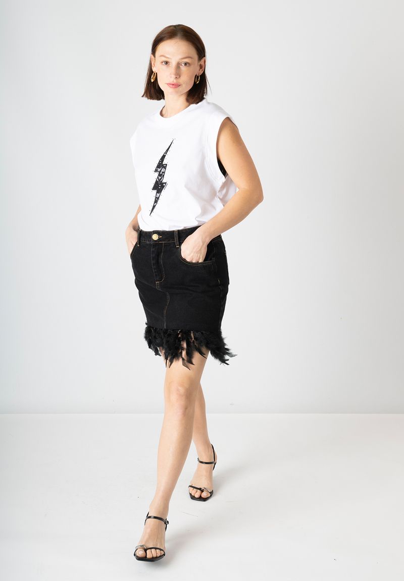 Falda vaquera denin plumas C19-783