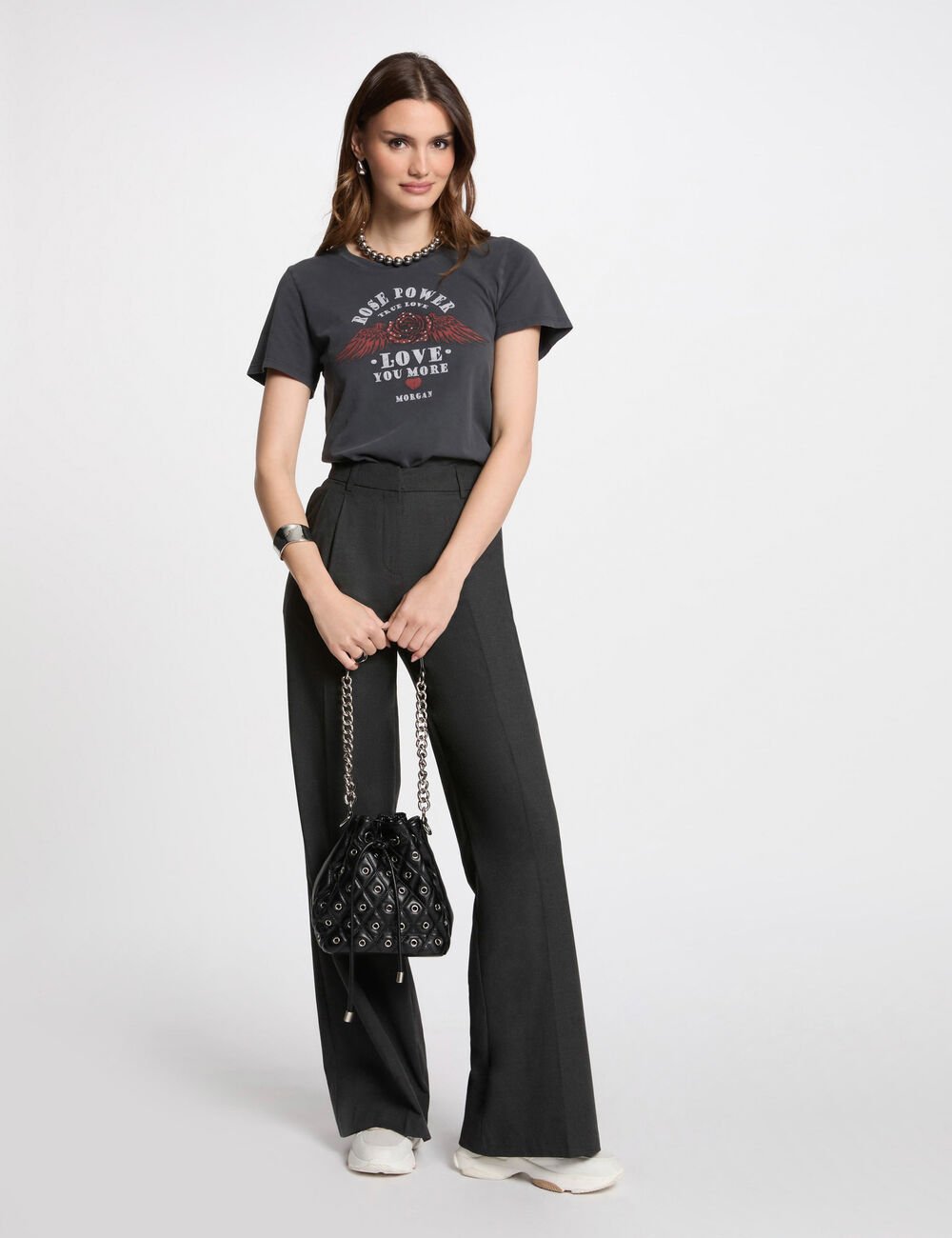 Camiseta con mensaje gris oscuro  251Dpower