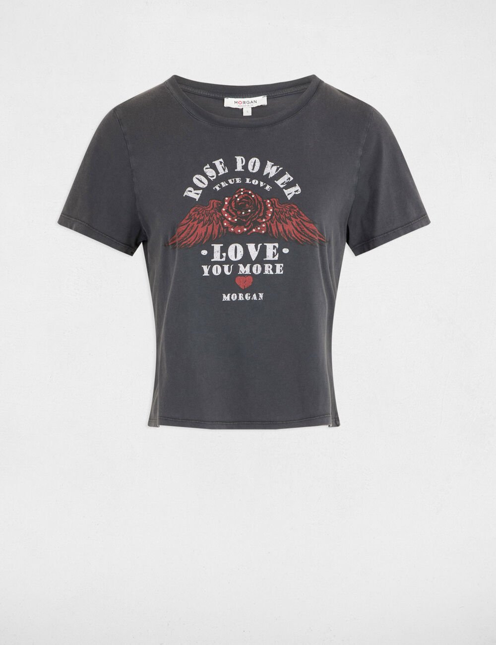 Camiseta con mensaje gris oscuro  251Dpower