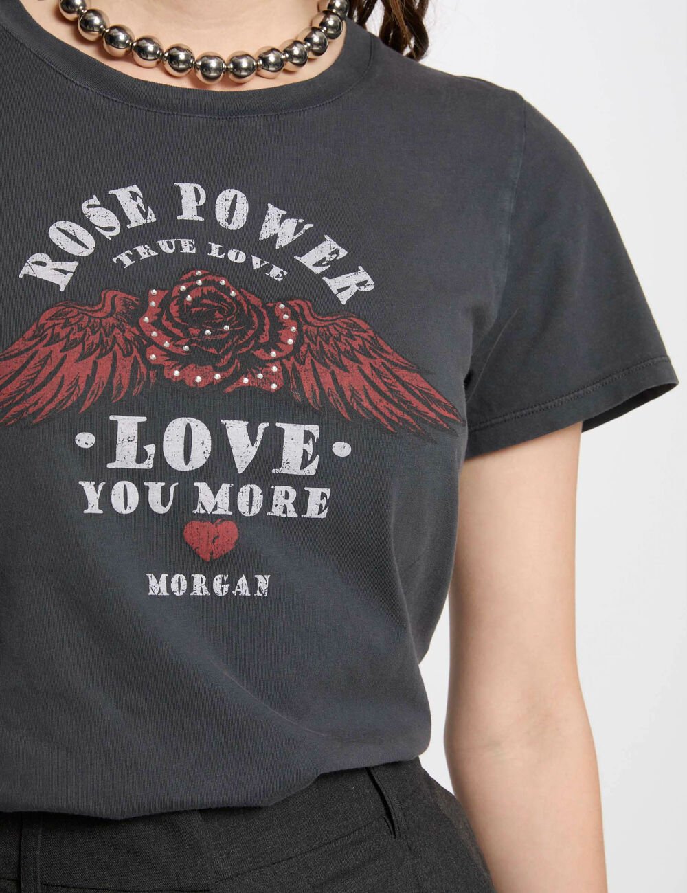 Camiseta con mensaje gris oscuro  251Dpower