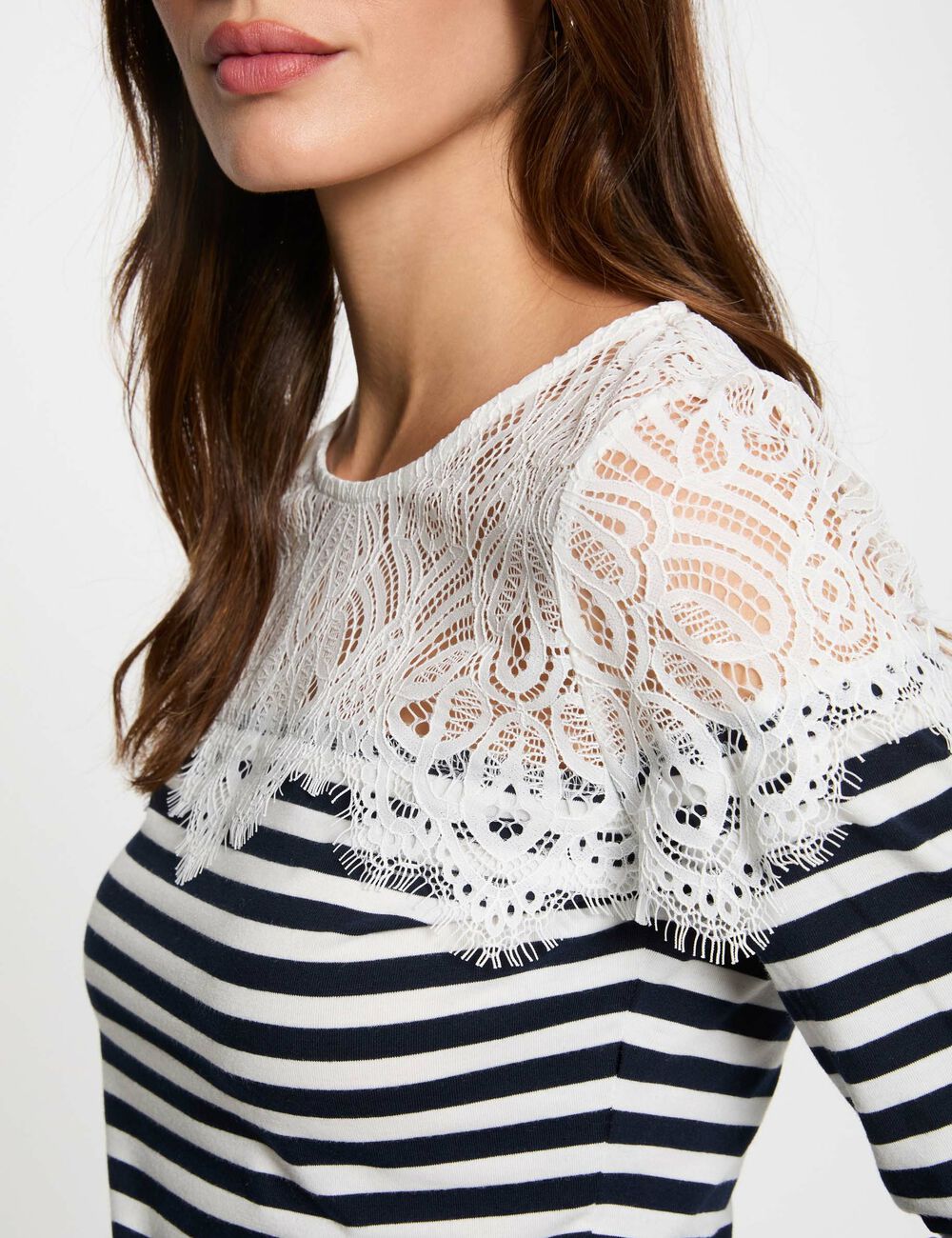 Camiseta rayas encaje blanco 251-Tmaco