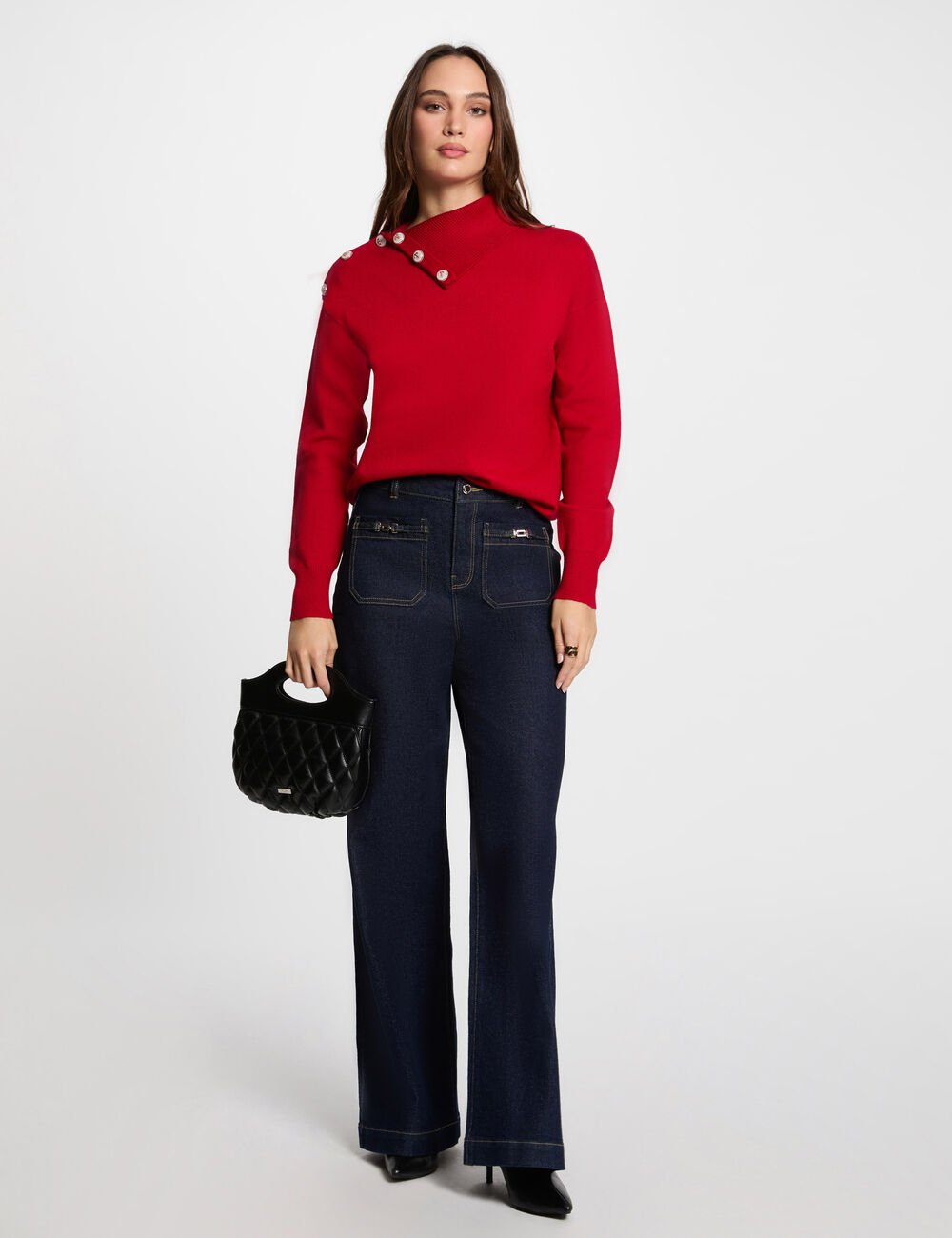 Jersey cuello de solapa rojo  251-Mouette