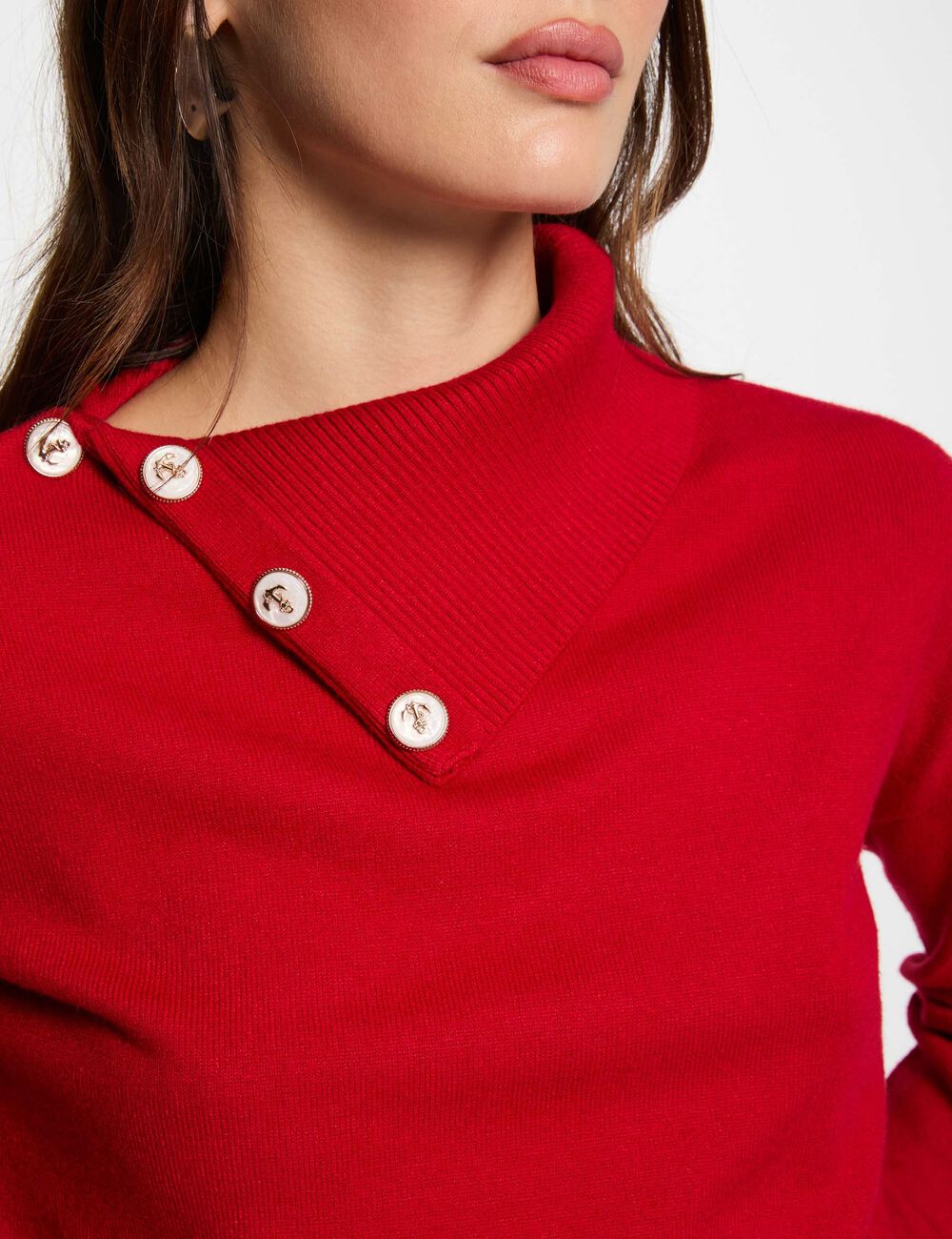 Jersey cuello de solapa rojo  251-Mouette
