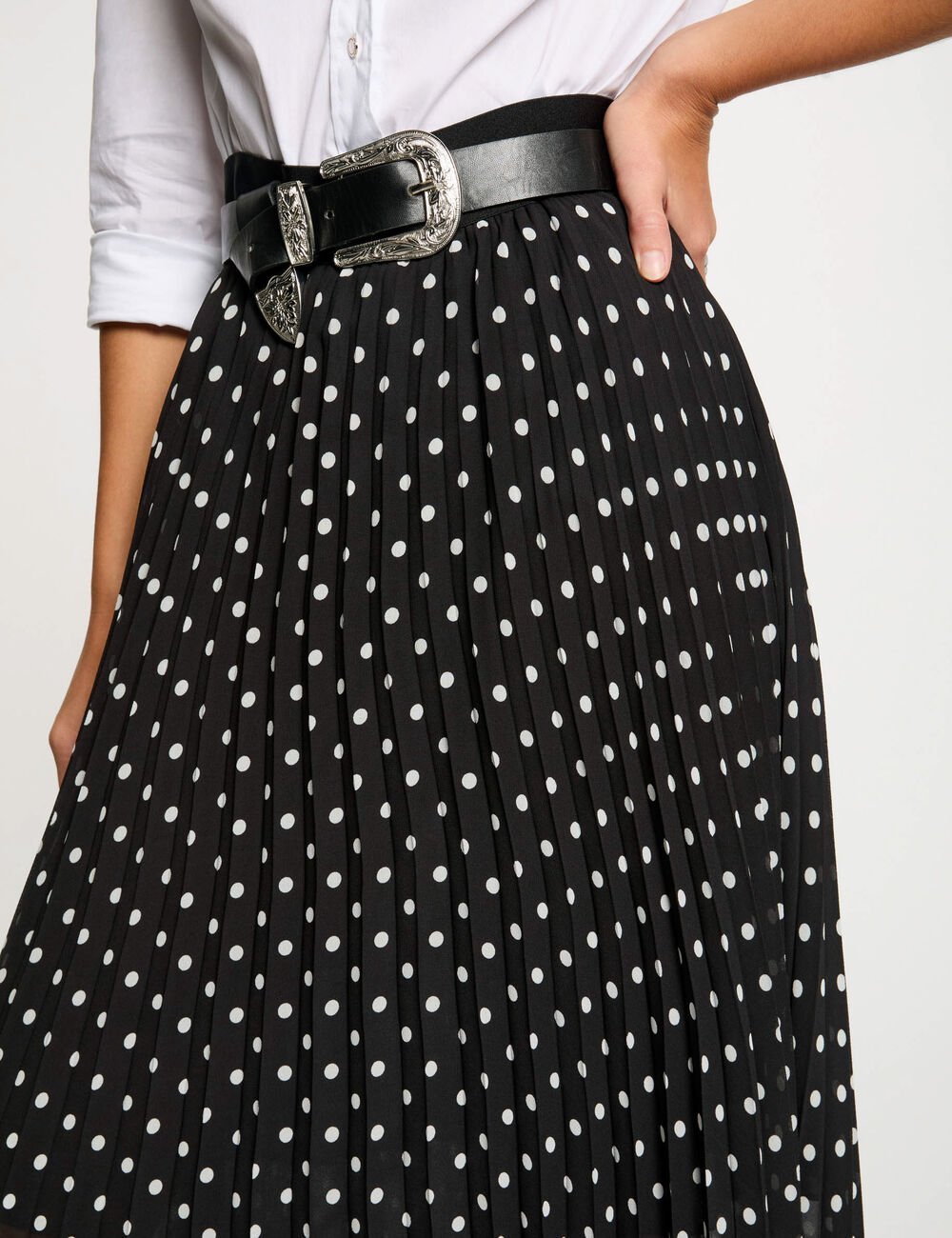 Falda larga plisada estampada multicolor 251-Jplissa