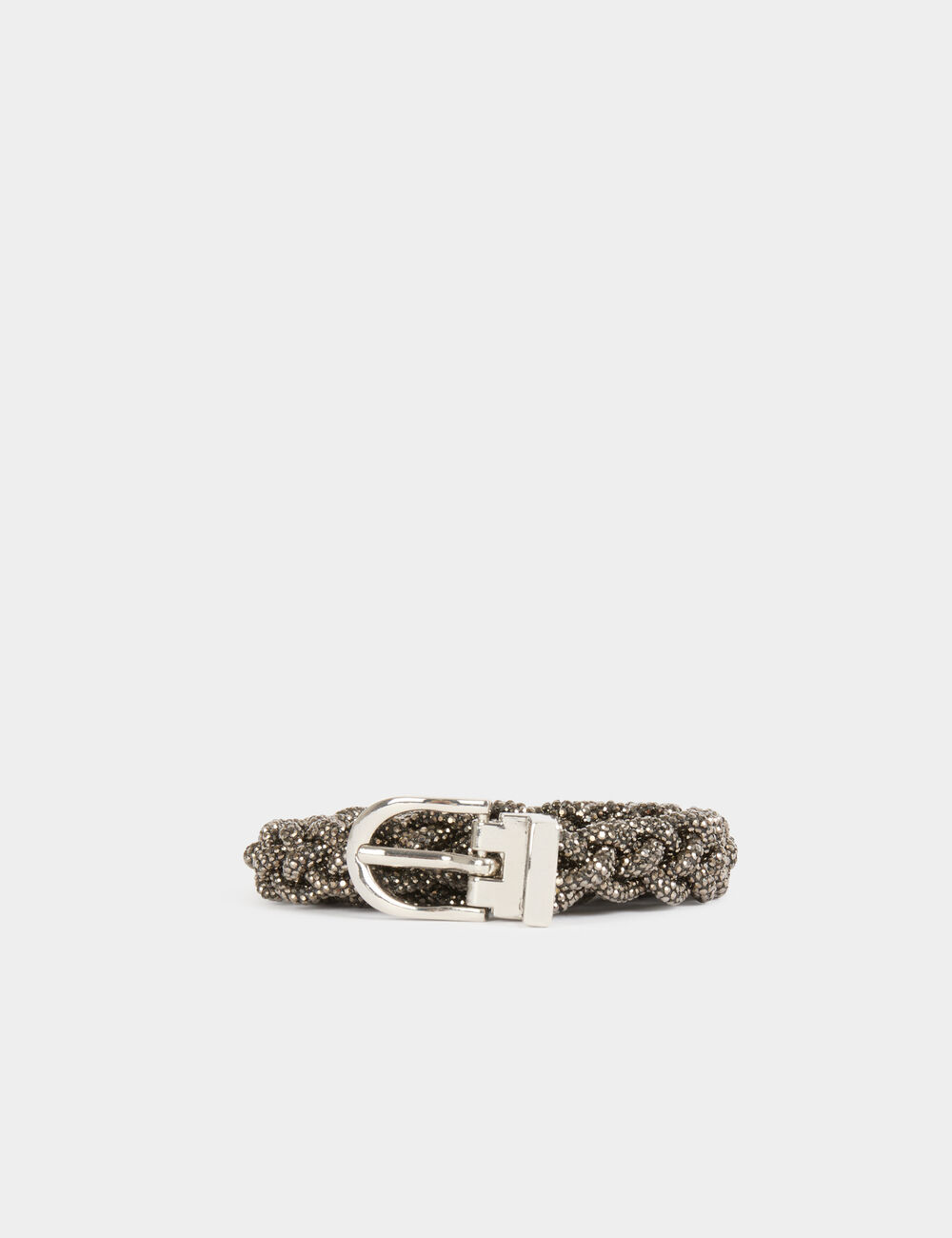 Cinturón trenzado con strass gris claro 241-3Tressi