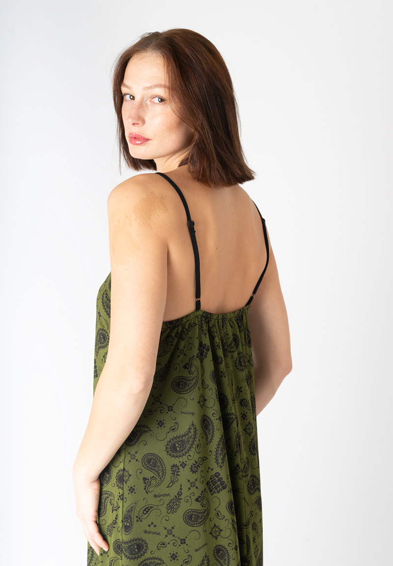 Vestido lencero verde calavera cachemire C19-728B