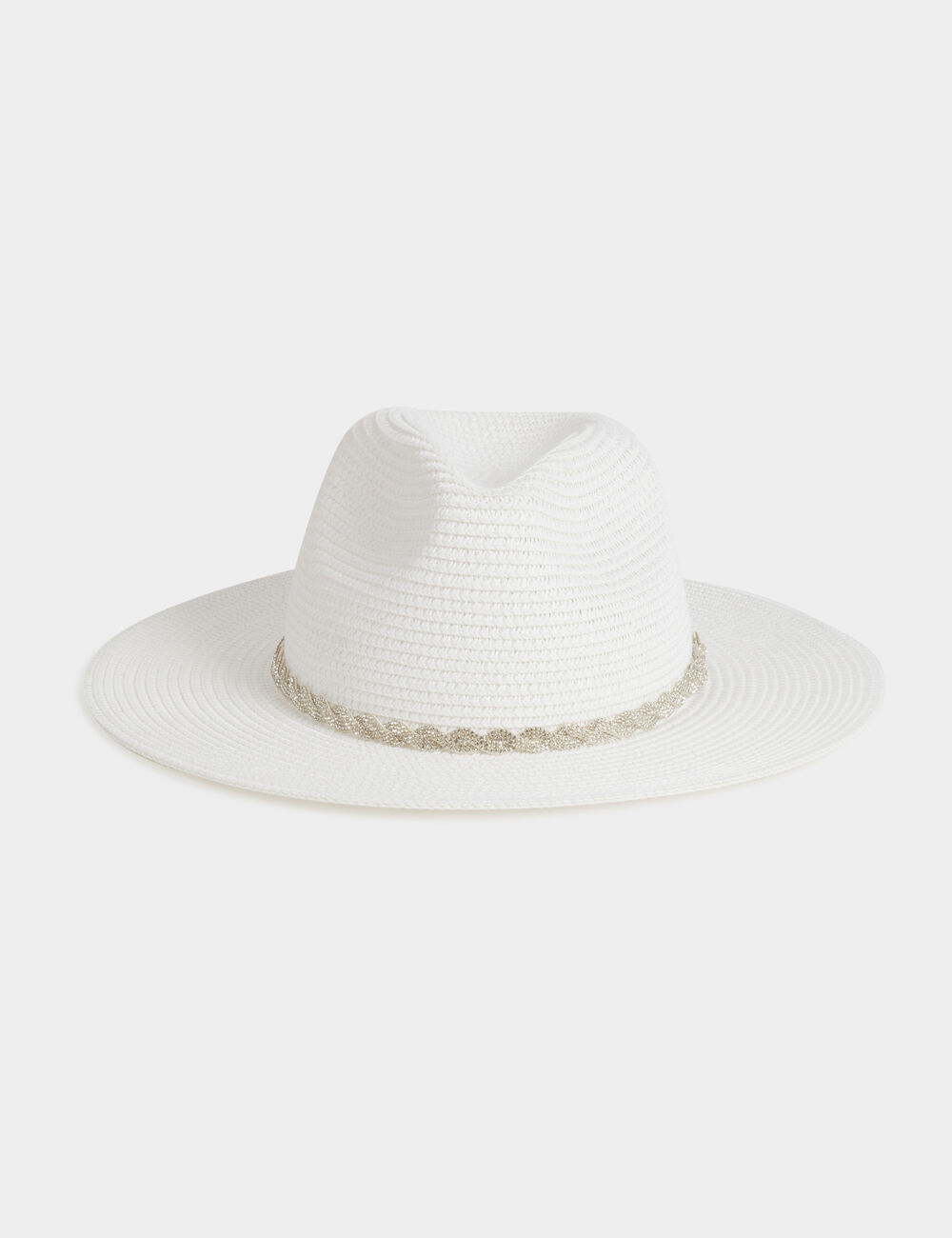 Sombrero trenzado con strass blanco 251-5STAR