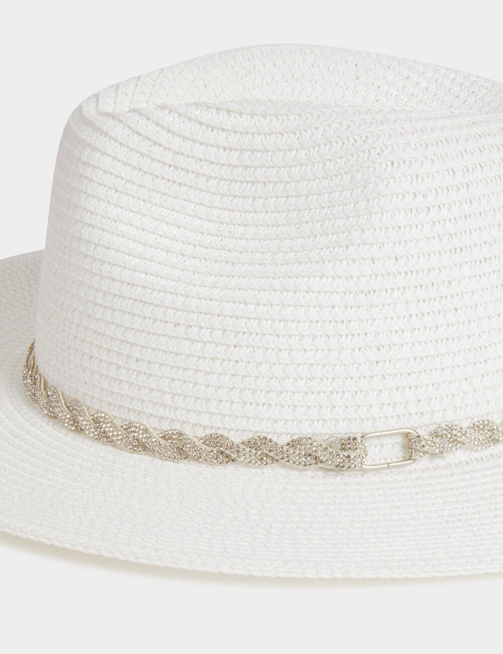 Sombrero trenzado con strass blanco 251-5STAR