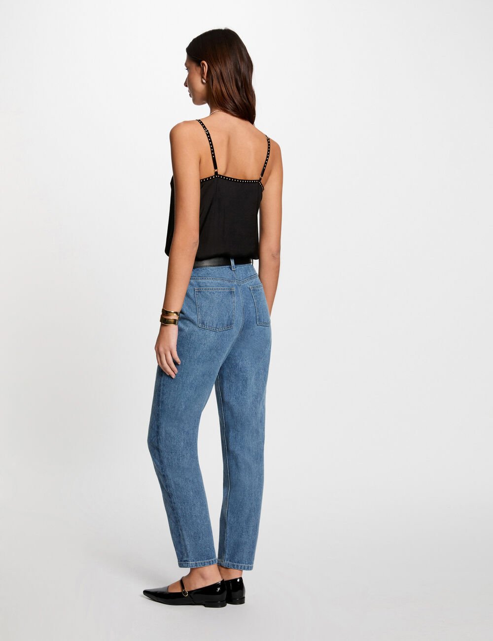 Top tirantes finos y tachuelas negro 251-Ostud