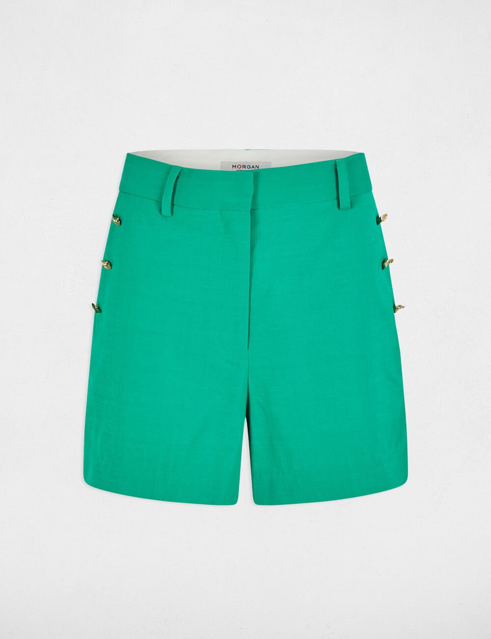 Short holgado con botones verde esmeralda 251-Shakoy