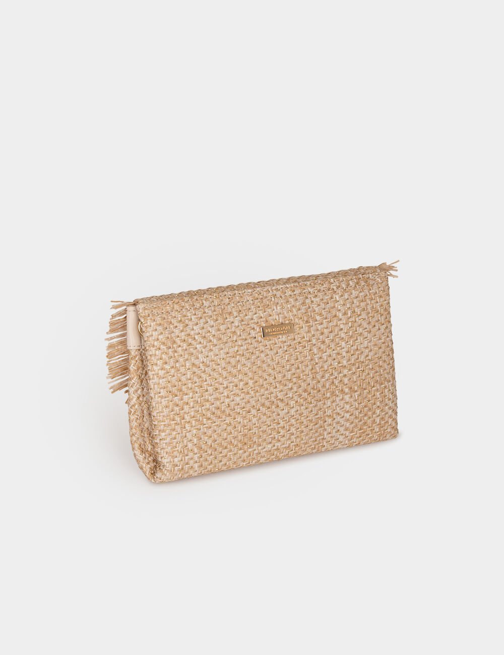 Bolso trenzado con flecos arena 241-2Romepa