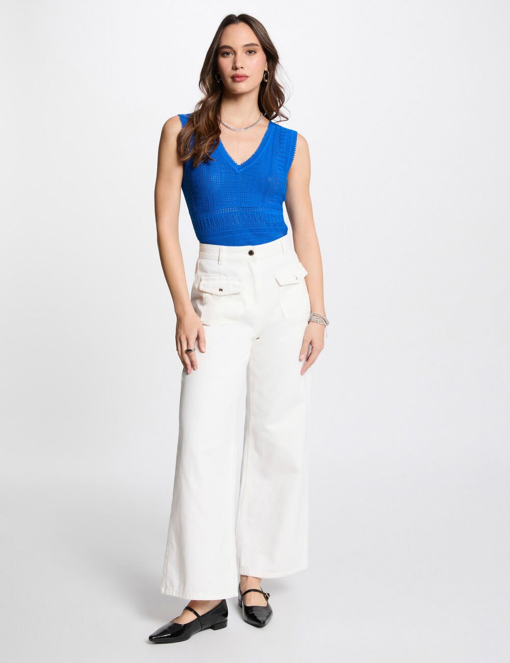 Jersey calado sin mangas marfil 242-Mushu
