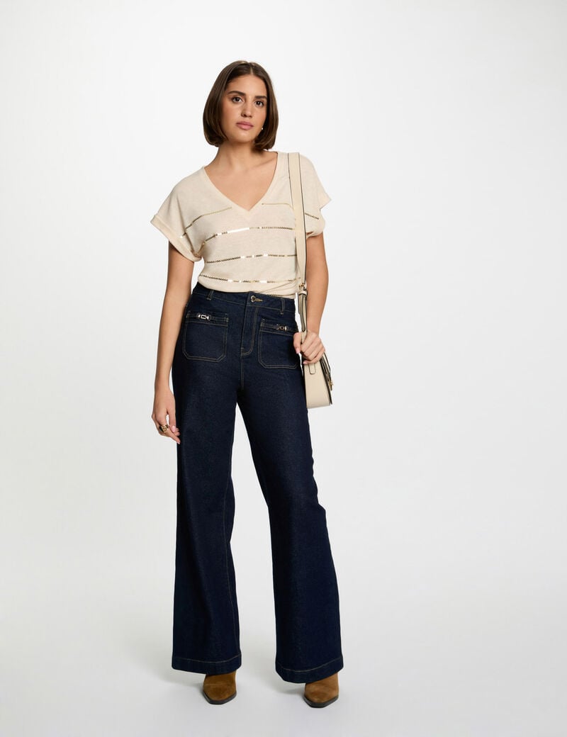 Camiseta manga corta creme 251-Doriane