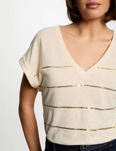 Camiseta manga corta creme 251-Doriane
