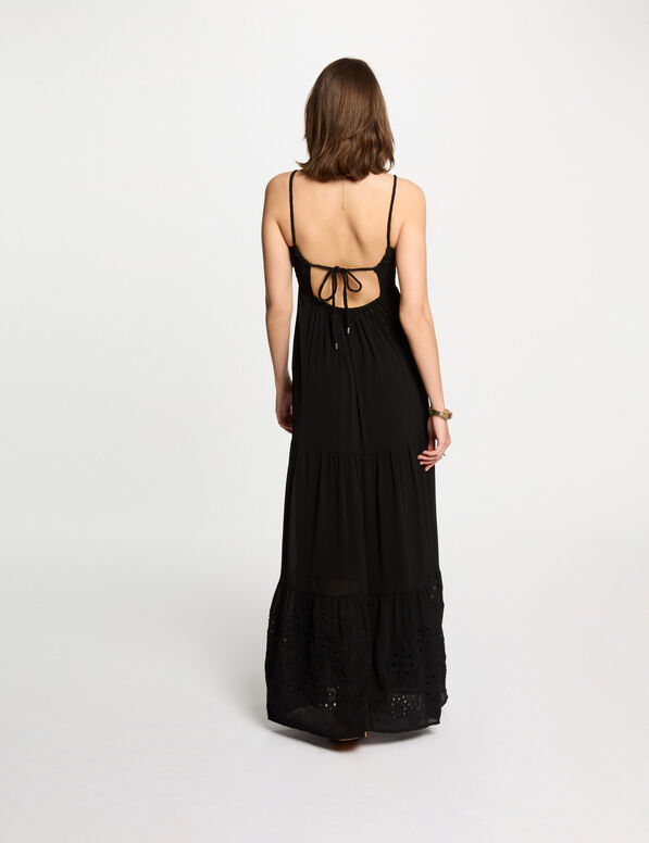 Vestido largo holgado bordado negro 242-Roubi