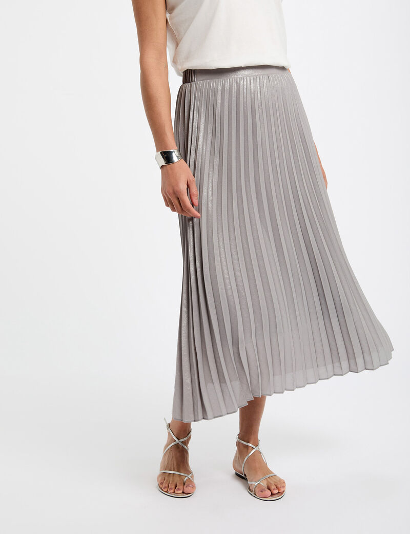 Falda larga plisada couleur argent 252-JPlisan