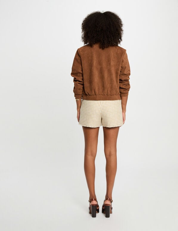Chaqueta de antelina marrón coñac 252-Gpokel