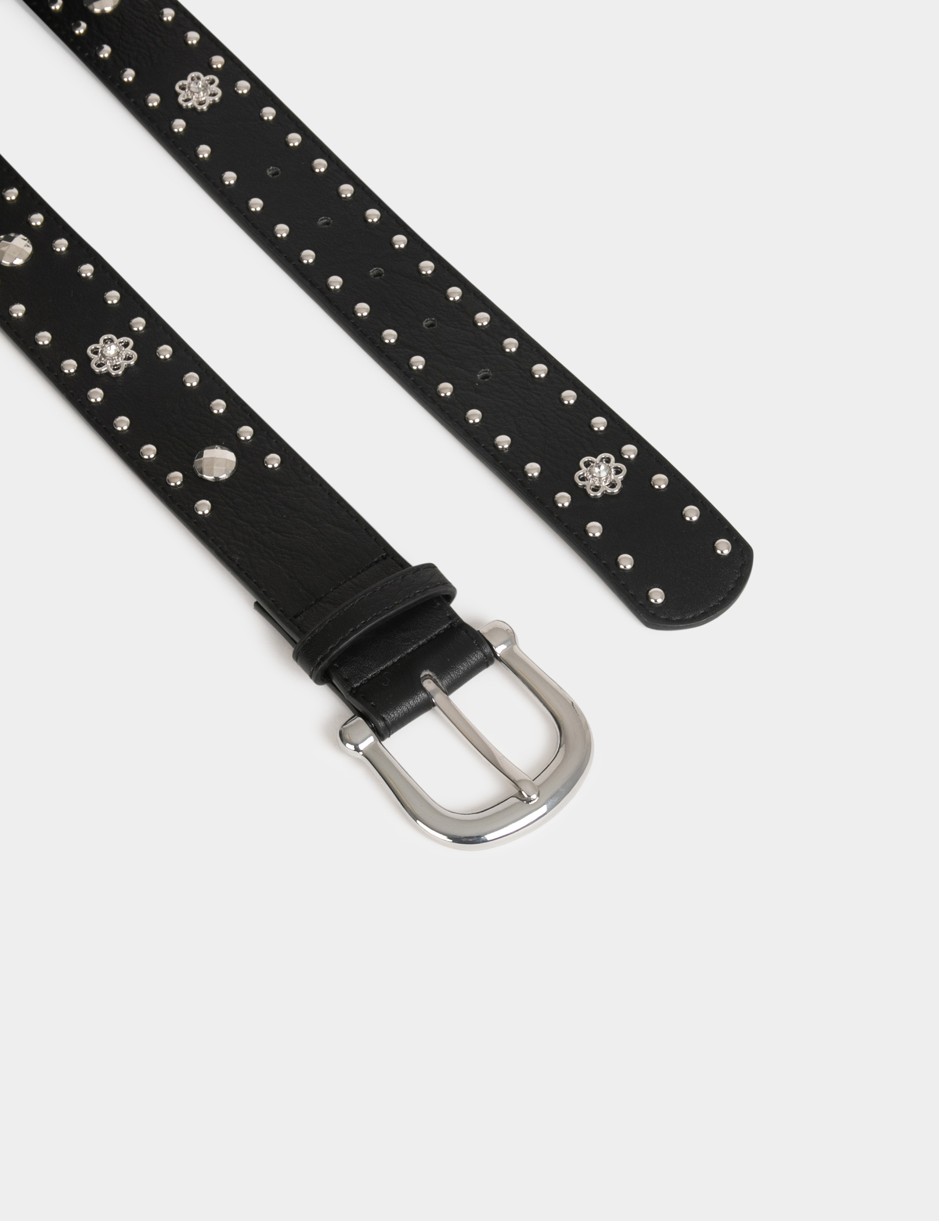 Cinturón con strass y tachuelas negro 221-3Maga