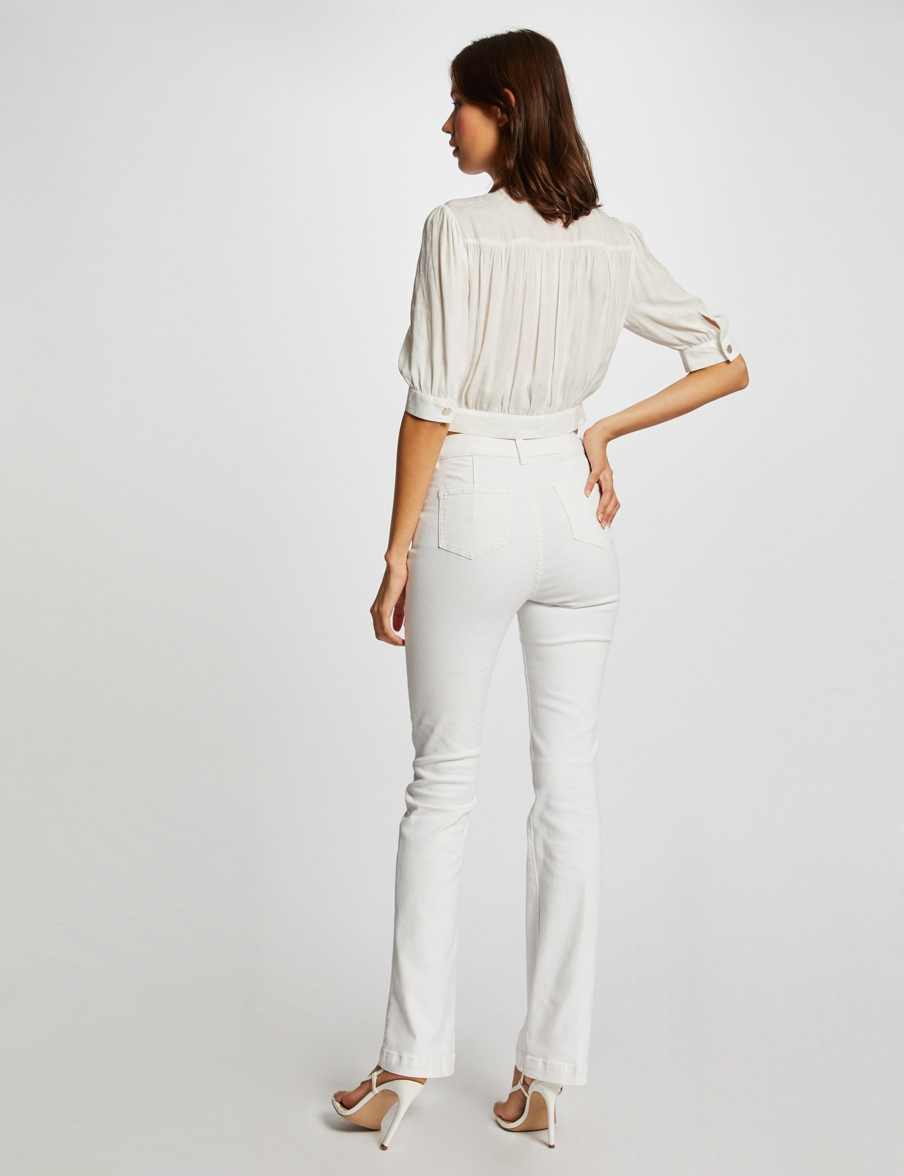 Pantalón boot-cut con detalles trenzados crudo 221-Pseven