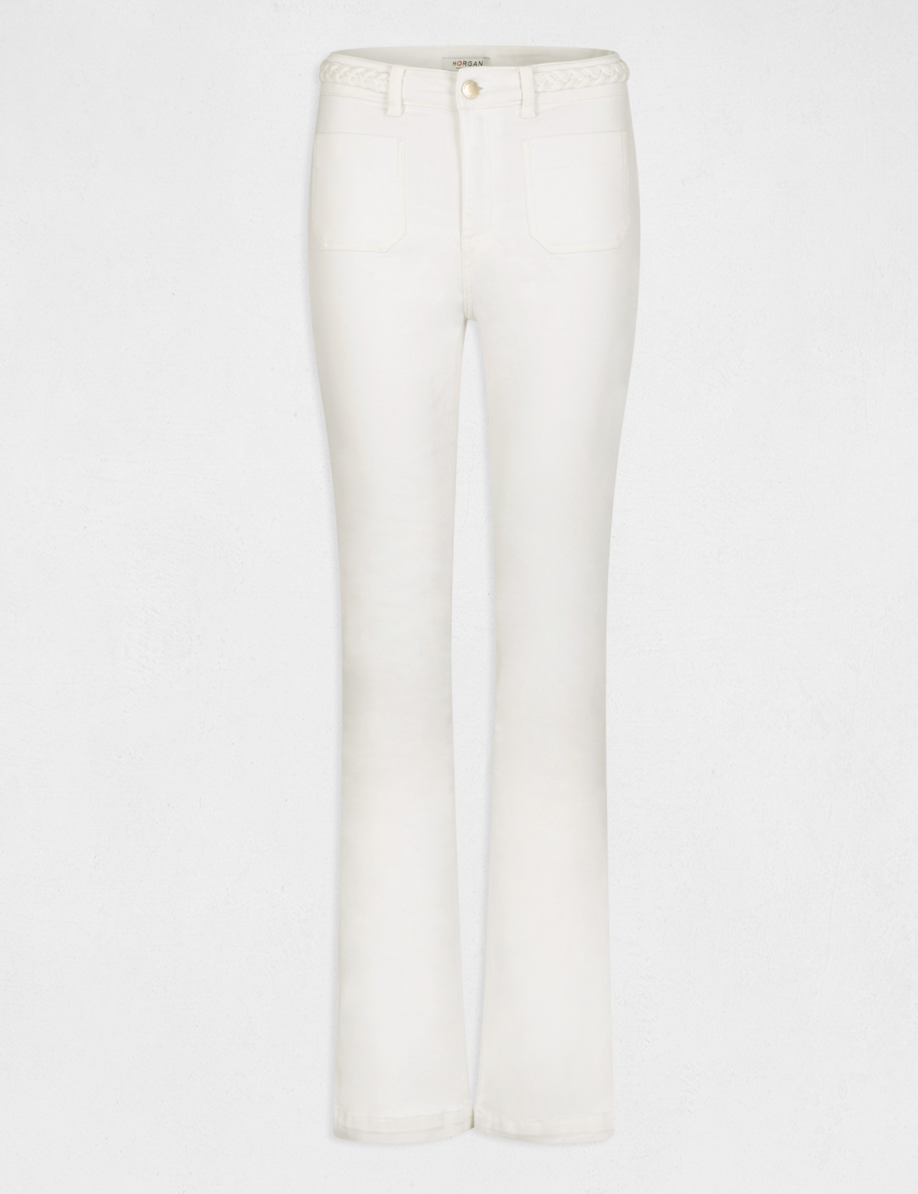 Pantalón boot-cut con detalles trenzados crudo 221-Pseven