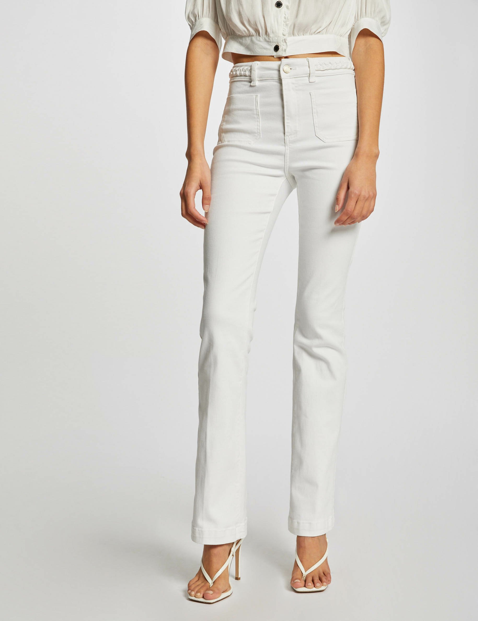 Pantalón boot-cut con detalles trenzados crudo 221-Pseven