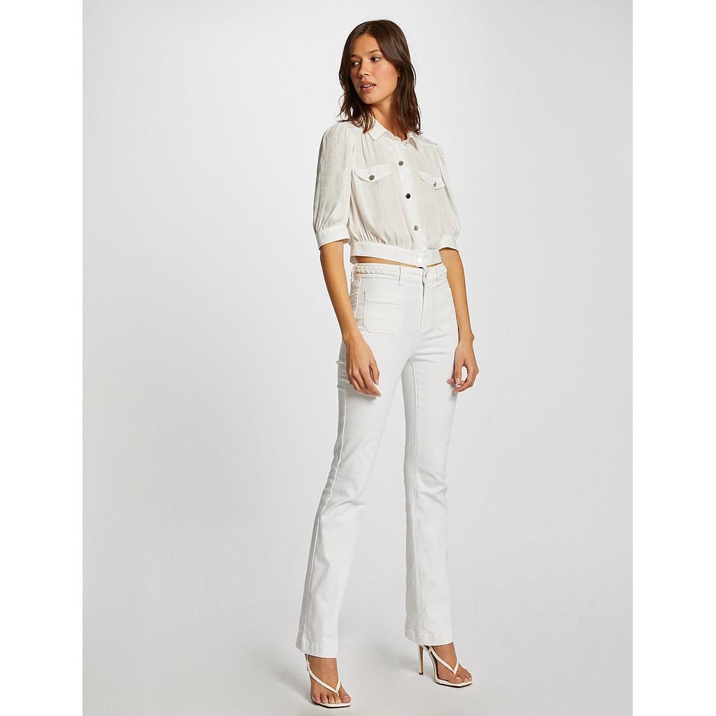 Pantalón boot-cut con detalles trenzados crudo 221-Pseven