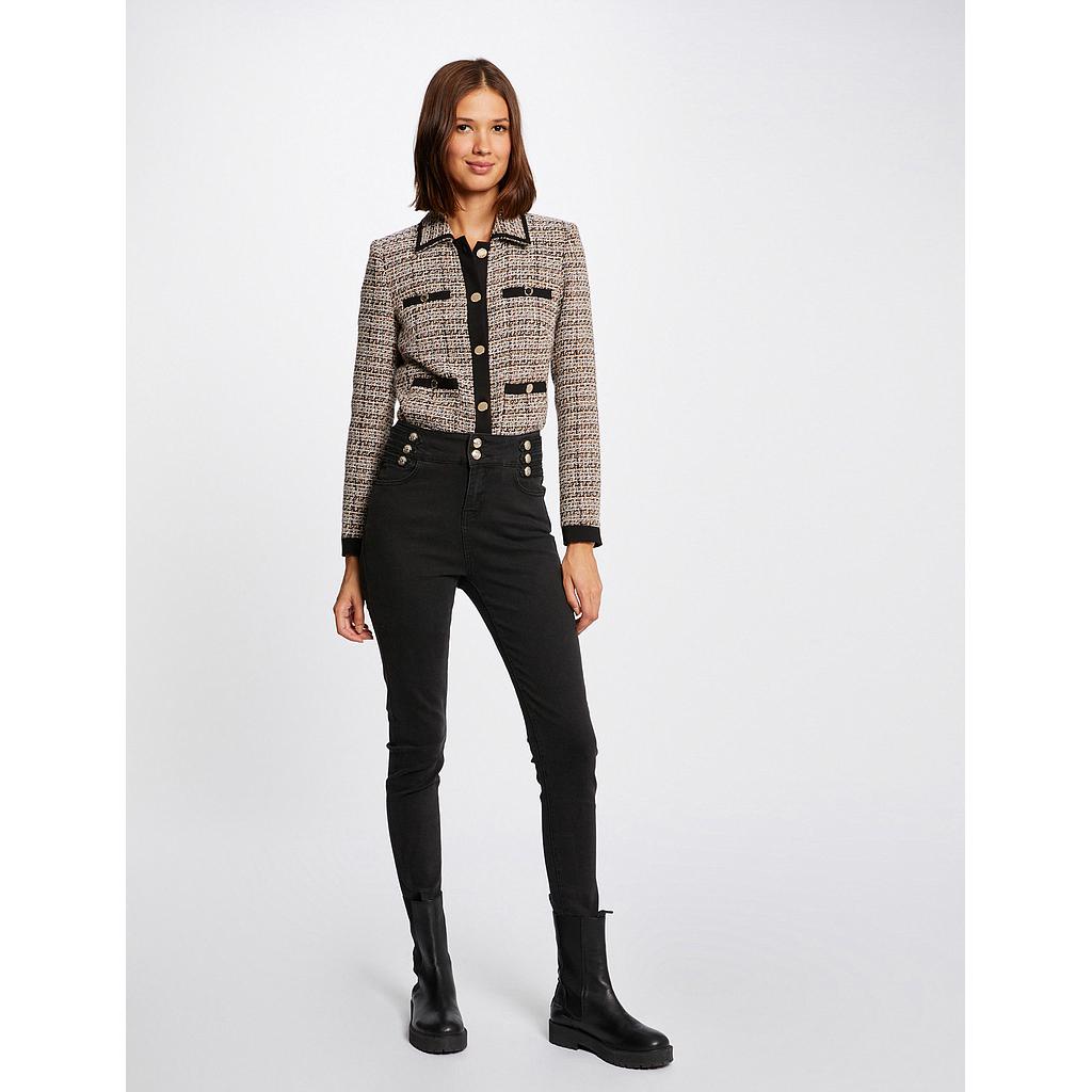 Vaquero skinny talle alto con botones negro 222-Polk