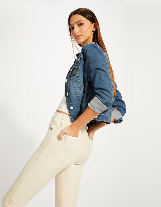 Chaqueta vaquera recta abotonada vaquero stone 231-VPOMI