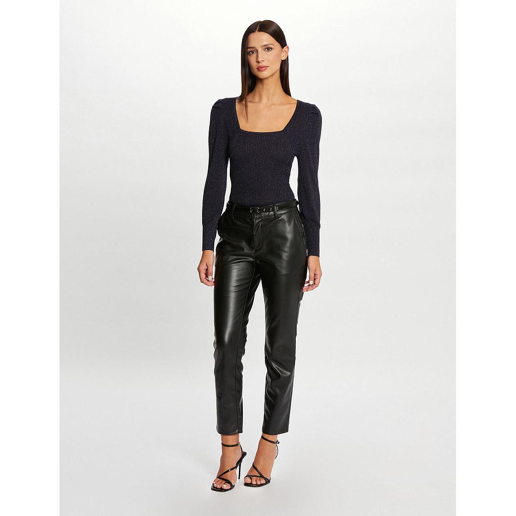 Pantalón ajustado cuero sintético negro mujer 232-Pgordon