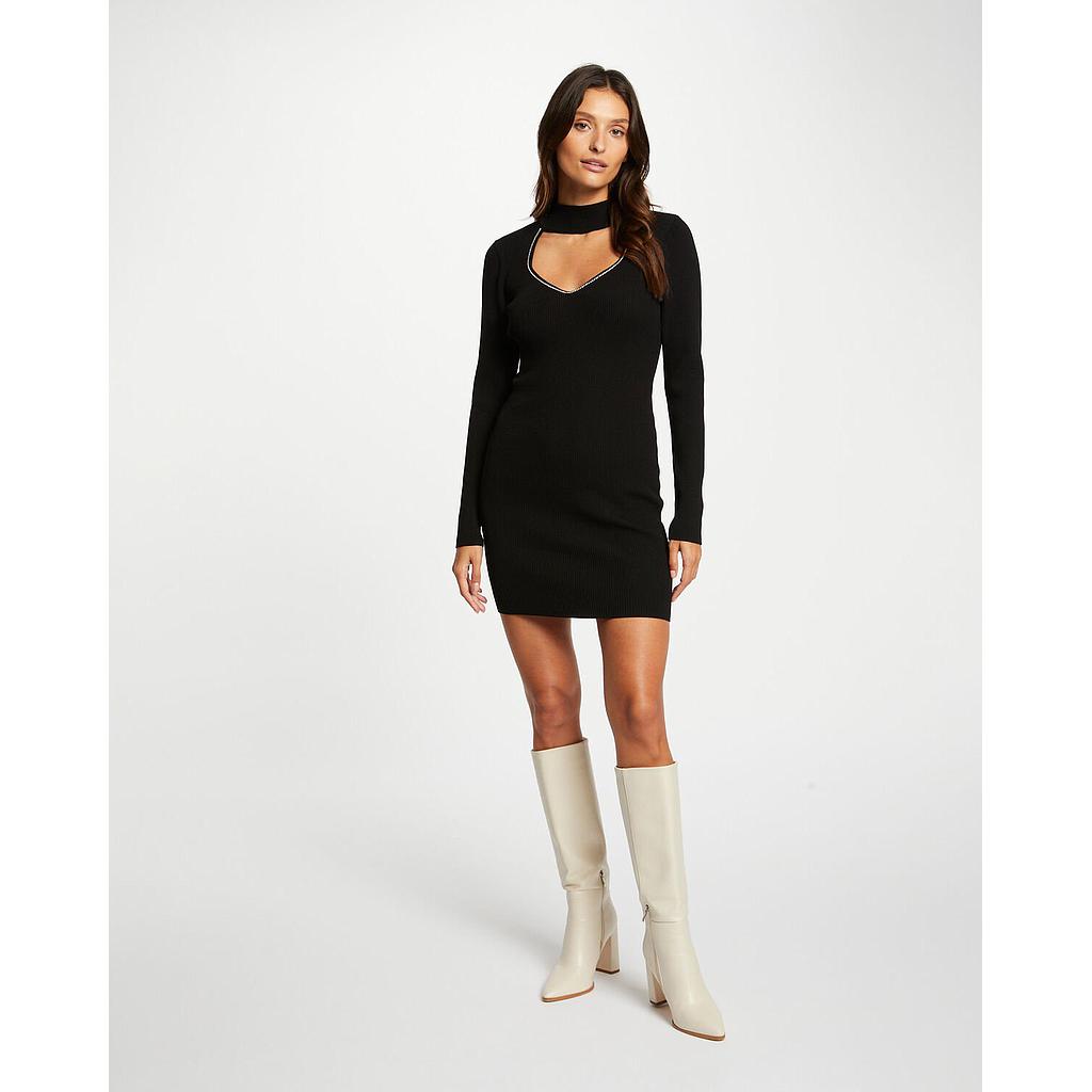 Vestido de punto ajustado con abertura negro 232-Rmstras