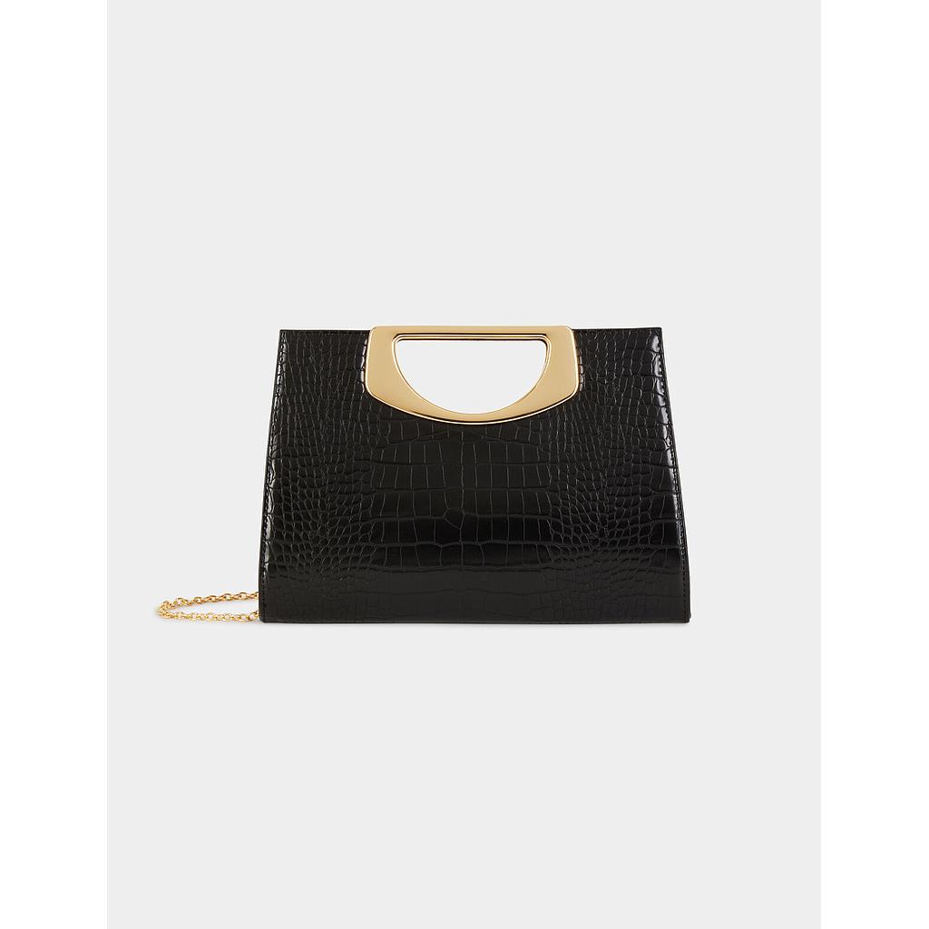 Bolso cartera de mano efecto cocodrilo negro 231-2Cerem