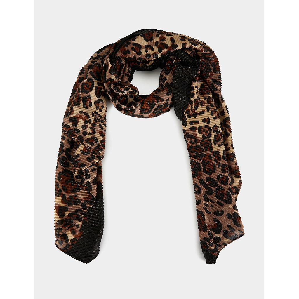 Fular plisado estampado de leopardo 241-5pliss