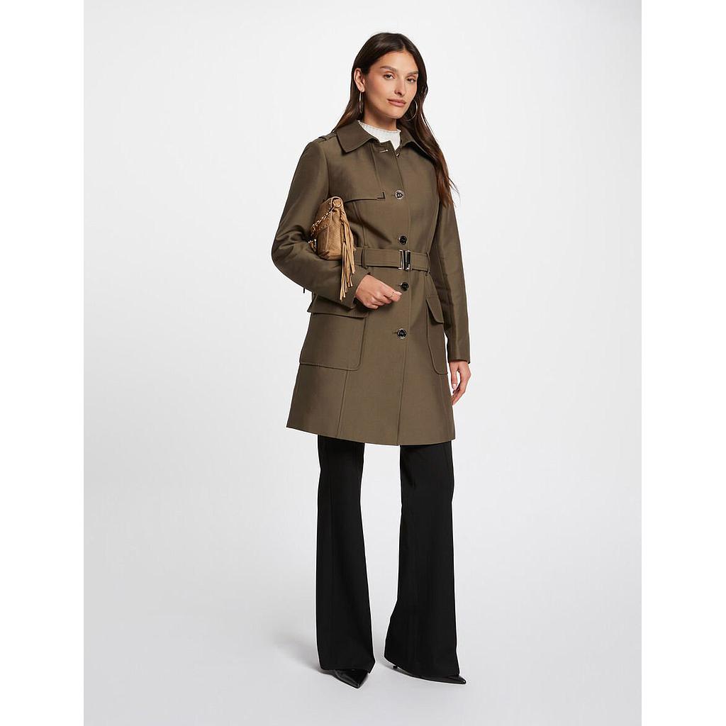 Gabardina larga con cinturón verde caqui 242-Ginai