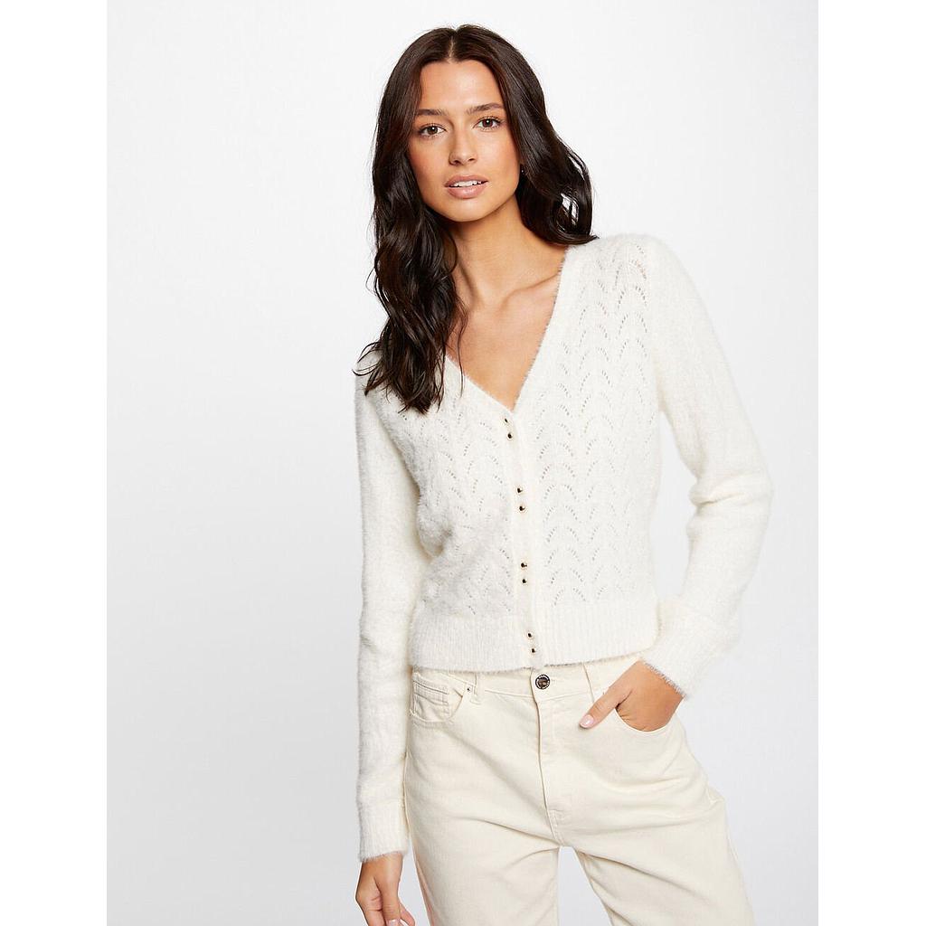 Cardigan manga larga detalles calados marfil 241-Mlilo