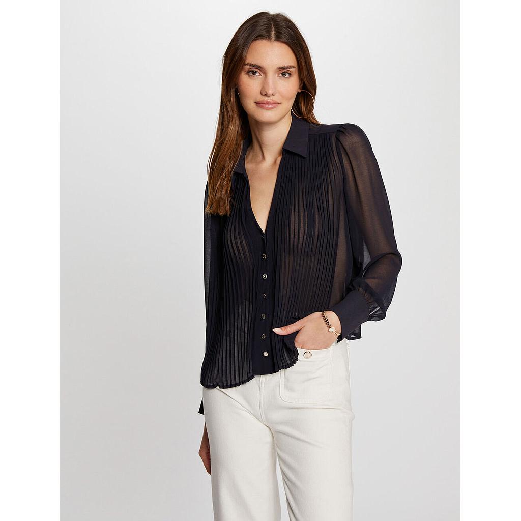 Camisa manga larga pliegues marino 242-Cplia